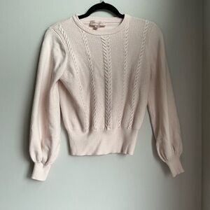 Philosophy Cream Cable Knit Cropped Sweater Balloon Sleeve Soft Girl Coquette S
